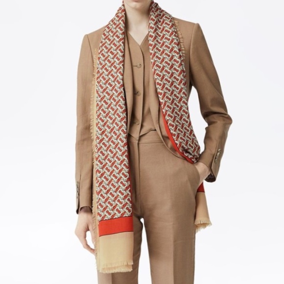 Burberry Monogram Print Leight Weight 100% Cashmere scarf - Picture 4 of 14